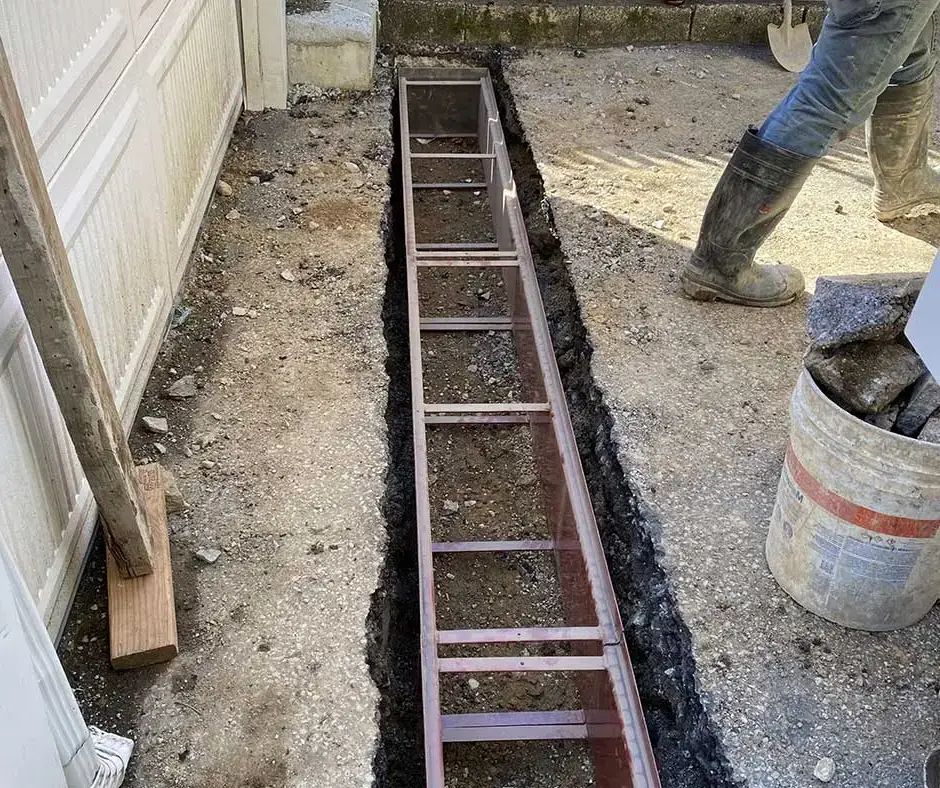 Dug trench French Drain Installation Rochester, NY Dug trench French Drain Installation Rochester, NY