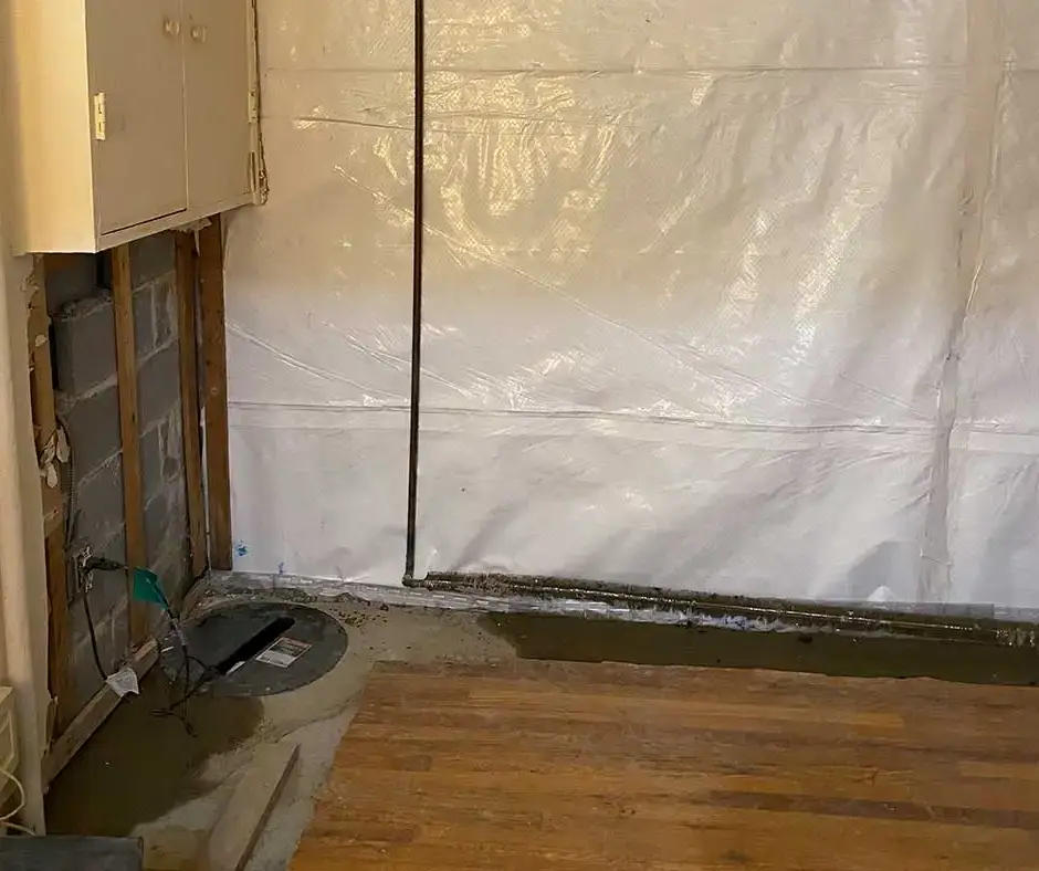 Interior view of a basement waterproofing Rochester, NY Interior view of a basement waterproofing Rochester, NY