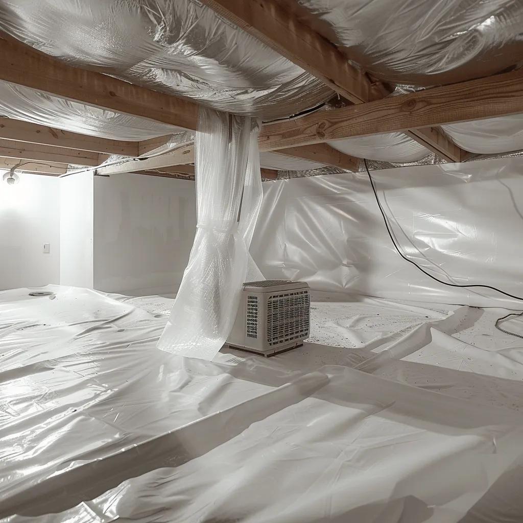 Crawl space encapsulation process with vapor barrier installation